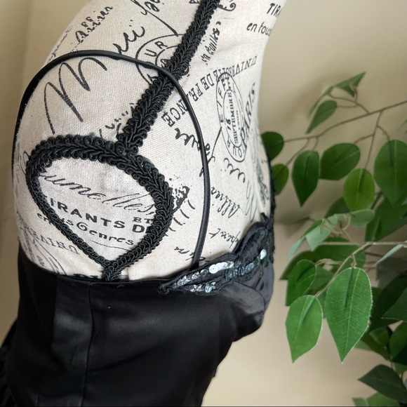 Eve of Milady Vintage Peplum Satin Formal Gown Black White Sz 14 - Picture 8 of 16